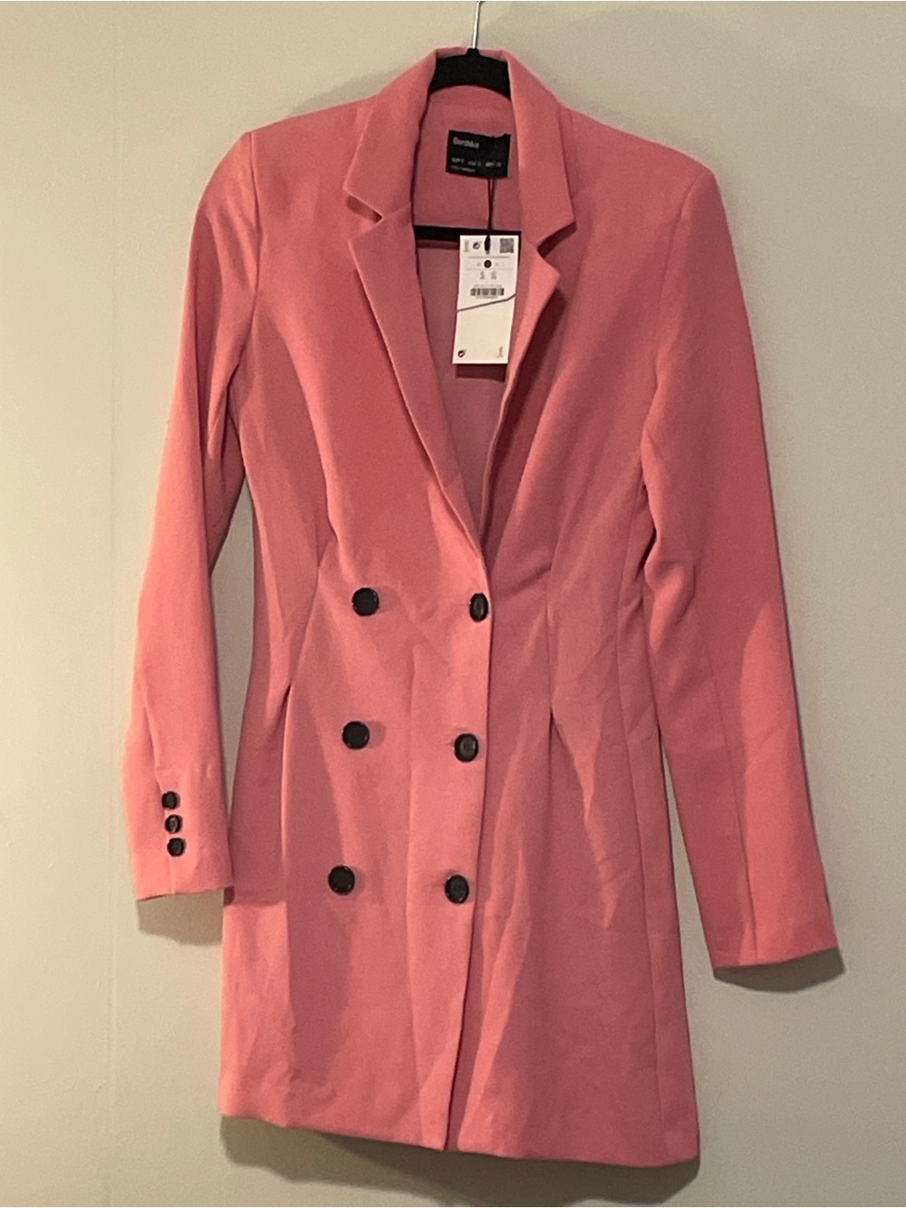 Bershka Rose Pink Double-Breasted Blazer